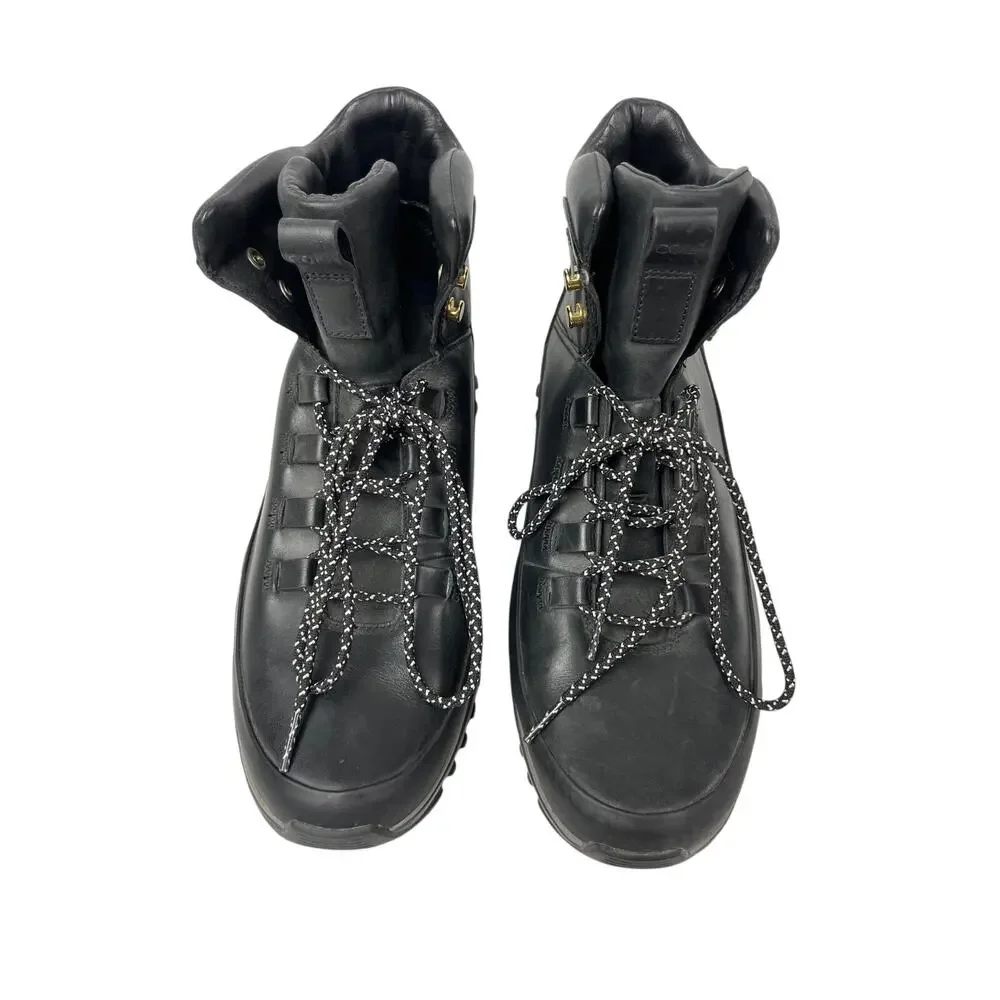 Cole Haan Zero Grand Explore Black Leather Lace Up Round Toe Hiking Boots Sz 10